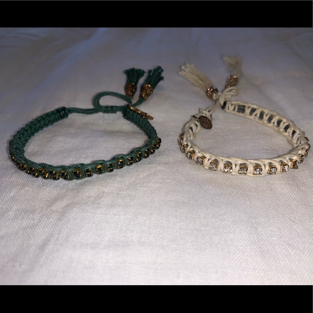 Set of Two Rose Gonzales Green & White Bracelets